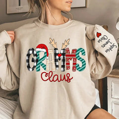 Lofaris Christmas Plaid Stripe Claus Custom Grandma Sweatshirt