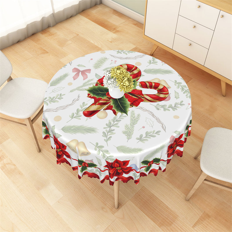 Lofaris Christmas Poinsettia Flower Round Party Tablecloth