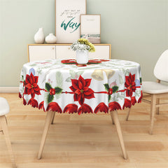 Lofaris Christmas Poinsettia Flower Round Party Tablecloth