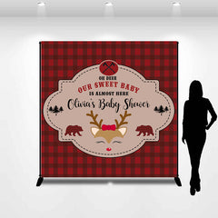 Lofaris Christmas Red Oh Deer Custom Baby Shower Backdrop