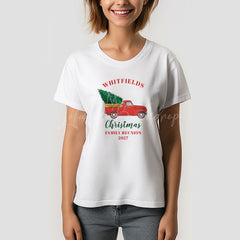 Lofaris Christmas Red Truck Family Reunion Custom T-Shirt