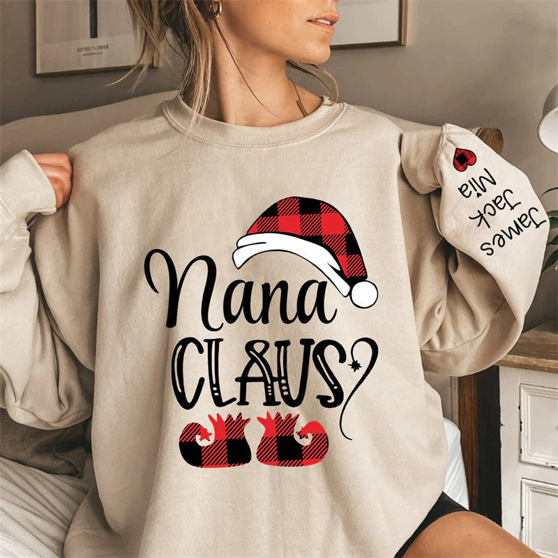 Lofaris Christmas Santa Hat Shoes Custom Nana Kids Sweatshirt