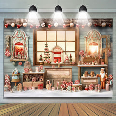 Lofaris Christmas Santa House Candy Photography Backdrop