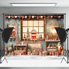 Lofaris Christmas Santa House Candy Photography Backdrop