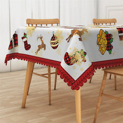 Lofaris Christmas Sockes Gift Bells Elk Rectangle Tablecloth