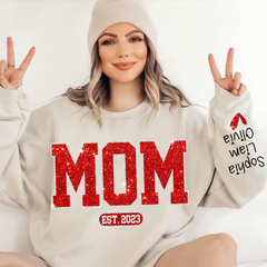 Lofaris Christmas Sparkling Mom Est Heart Custom Sweatshirt