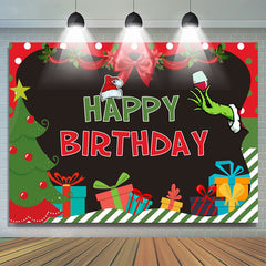 Lofaris Christmas Tree Presents Happy Birthday Backdrop