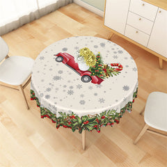 Lofaris Christmas Tree Red Truck Snowflake Holly Tablecloth