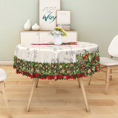 Lofaris Christmas Tree Red Truck Snowflake Holly Tablecloth