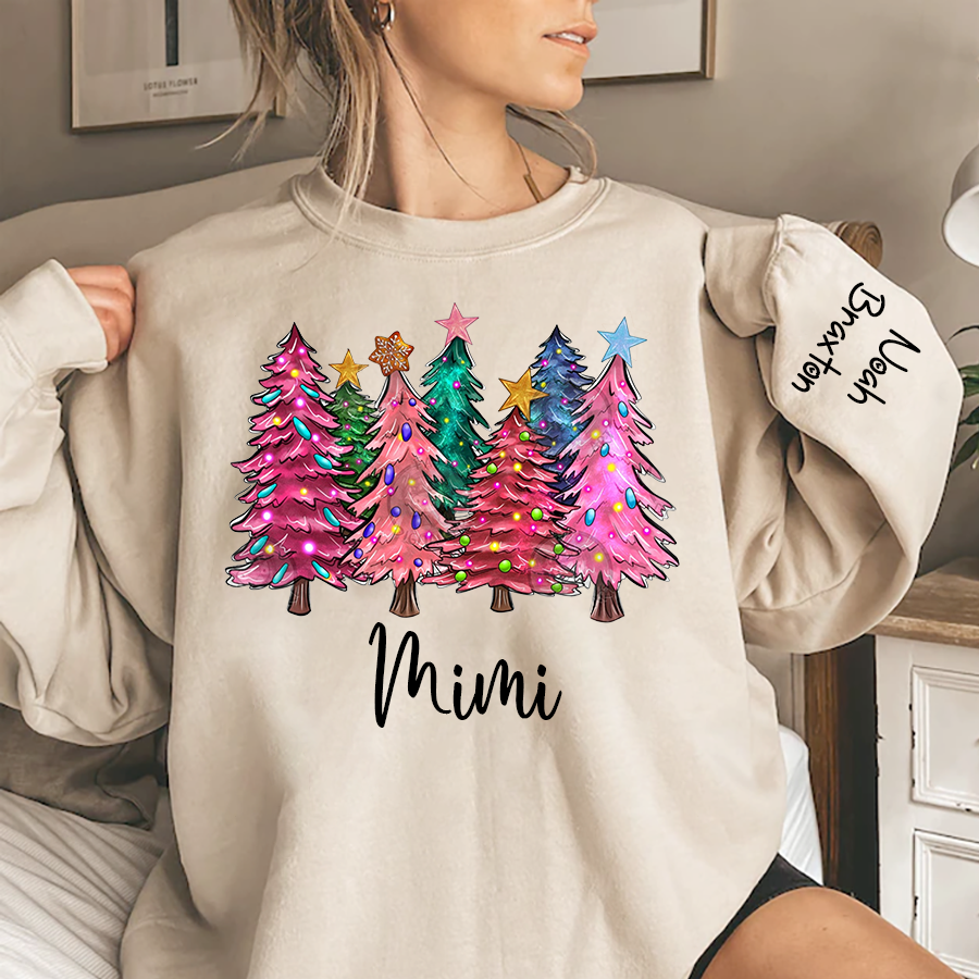 Lofaris Christmas Tree With Lights Grandma Custom Sweatshirt