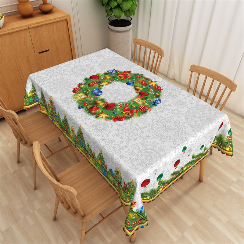 Lofaris Christmas Tree Wreath Ball Decorative Tablecloth