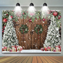 Lofaris Christmas Tree Wreath Vintage Door Gift Backdrop