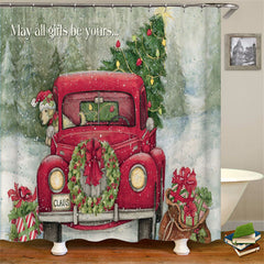 Lofaris Christmas Tree Wreath Winter Shower Curtain For Bathtub