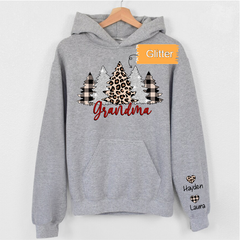 Lofaris Christmas Trees Glitter Grandma Personalized Hoodie