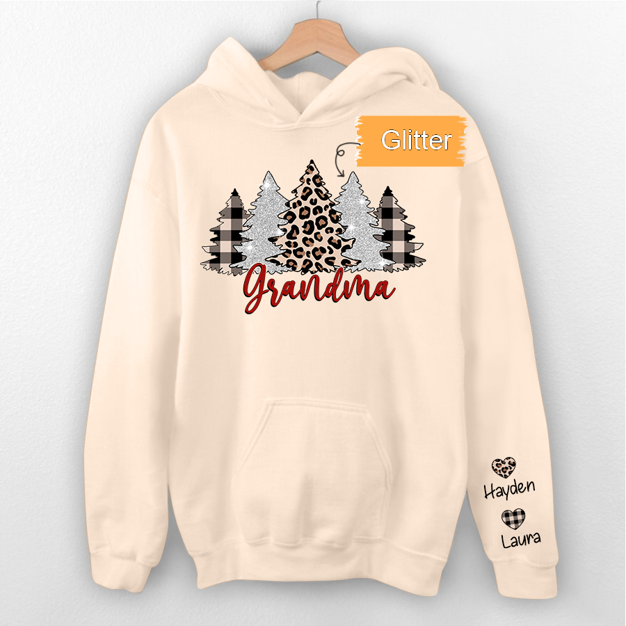 Lofaris Christmas Trees Glitter Grandma Personalized Hoodie