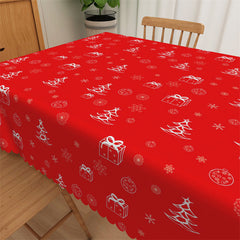 Lofaris Christmas Trees Presents Red Home Party Tablecloth