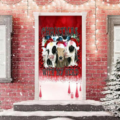 Lofaris Christmas With My Herd Cows Red Snow Door Cover