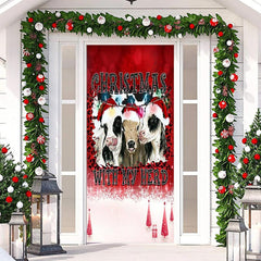 Lofaris Christmas With My Herd Cows Red Snow Door Cover