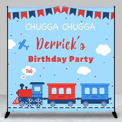 Lofaris Chugga Toy Train Blue Custom 2nd Birthday Backdrop