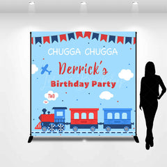 Lofaris Chugga Toy Train Blue Custom 2nd Birthday Backdrop