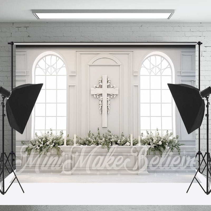 Lofaris Church Interior Easter Backdrop With Cross And Window