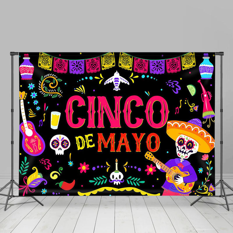 Lofaris Cinco De Mayo Skeletons Mexican Fiesta Backdrop