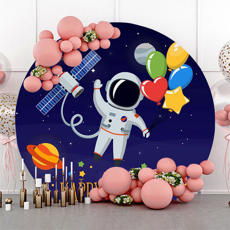 Lofaris Circle Astronaut Satellite Galaxy Balloons Backdrop