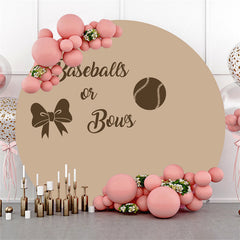 Lofaris Circle Baseball Or Bow Brown Gender Reveal Backdrop