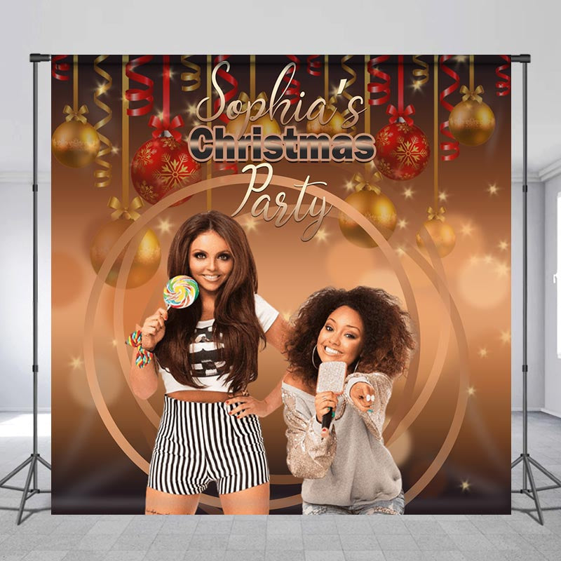 Lofaris Circle Bauble Custom Photo Christmas Party Backdrop