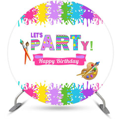 Lofaris Circle Colorful Painting Happy Birthday Backdrop