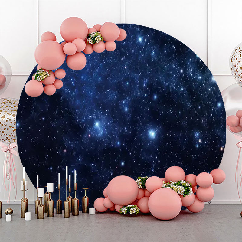 Lofaris Circle Dark Blue Universe Stars Birthday Backdrop