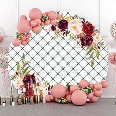 Lofaris Circle Flower White Square Happy Birthday Backdrop