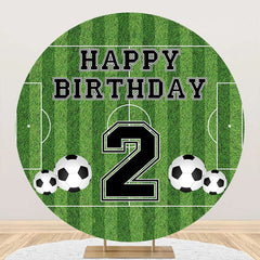 Lofaris Circle Football Field Stripe 2nd Birthday Backdrop