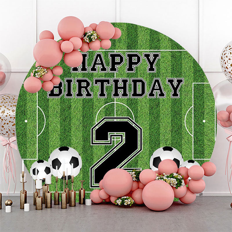 Lofaris Circle Football Field Stripe 2nd Birthday Backdrop