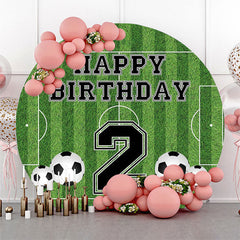 Lofaris Circle Football Field Stripe 2nd Birthday Backdrop