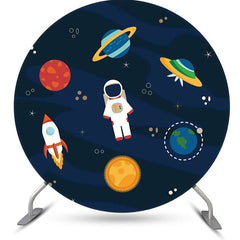 Lofaris Circle Galaxy Planets Astronaut Rocket Boys Backdrop