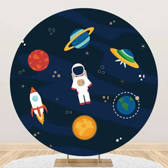 Lofaris Circle Galaxy Planets Astronaut Rocket Boys Backdrop