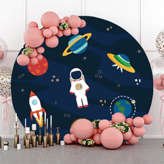 Lofaris Circle Galaxy Planets Astronaut Rocket Boys Backdrop