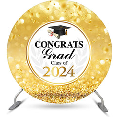 Lofaris Circle Gold Glitter Bokeh Class Of 2024 Grad Backdrop