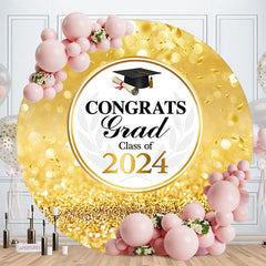 Lofaris Circle Gold Glitter Bokeh Class Of 2024 Grad Backdrop