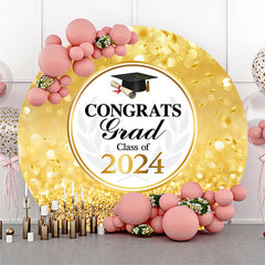 Lofaris Circle Gold Glitter Bokeh Class Of 2024 Grad Backdrop