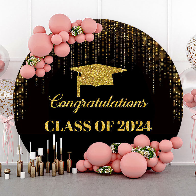 Lofaris Circle Golden Black Congratulations Grad Backdrop