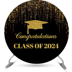 Lofaris Circle Golden Black Congratulations Grad Backdrop