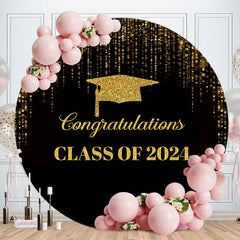 Lofaris Circle Golden Black Congratulations Grad Backdrop