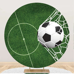 Lofaris Circle Green Line Grass Football Goal Party Backdrop