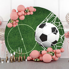 Lofaris Circle Green Line Grass Football Goal Party Backdrop