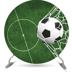 Lofaris Circle Green Line Grass Football Goal Party Backdrop