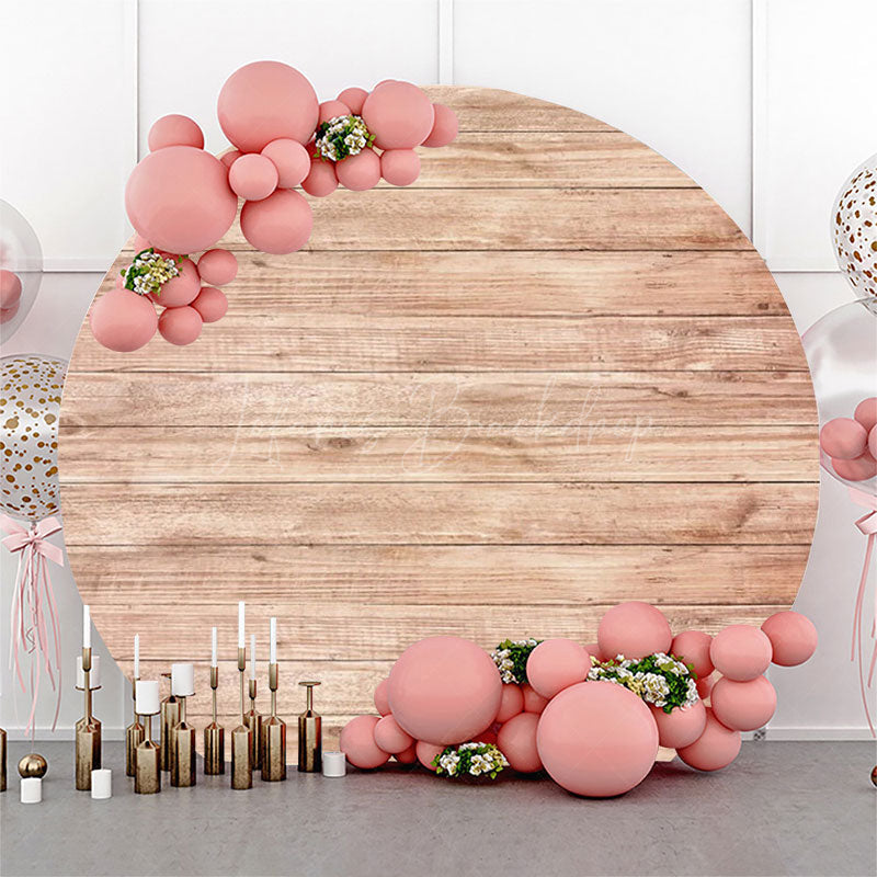 Lofaris Circle Nature Wooden Texture Birthday Party Backdrop