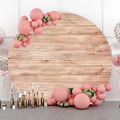 Lofaris Circle Nature Wooden Texture Birthday Party Backdrop