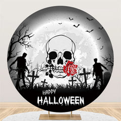 Lofaris Circle Night Skull Graveyard Zombie Halloween Backdrop